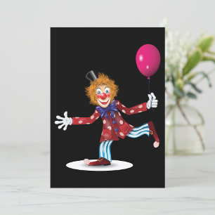 Colorful Happy Clown with Balloon Fun Circus Invitation