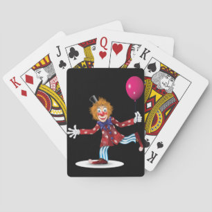 Colorful Happy Clown with Balloon Fun Circus Poker Cards