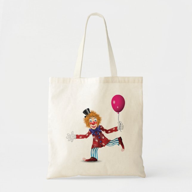 Colorful Happy Clown with Balloon Fun Circus  Tote Bag (Front)