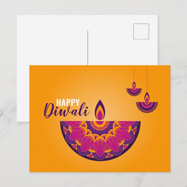 Colorful Happy Diwali  Postcard (Front/Back)