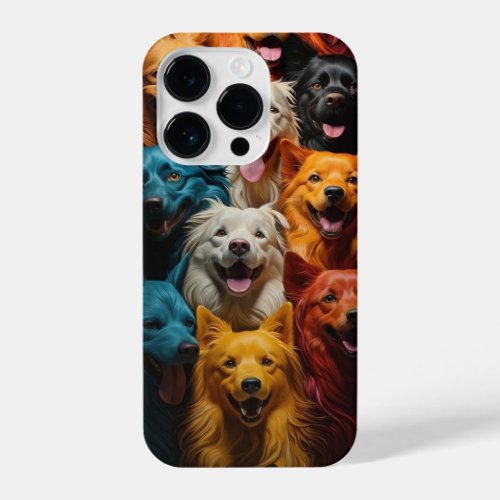 Colorful happy dog design iPhone 14 pro case