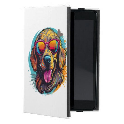 colorful happy dog with glasses case for iPad mini