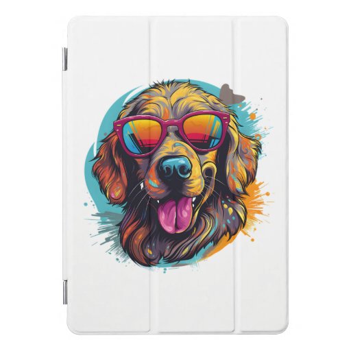 colorful happy dog with glasses iPad pro cover