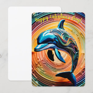 Colorful Happy Dolphin Valentines Day