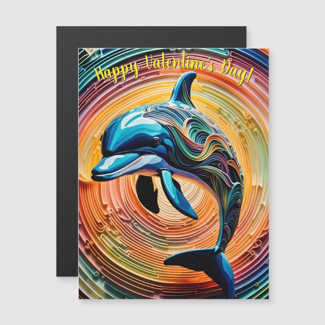 Colorful Happy Dolphin Valentines Day (Front/Back)