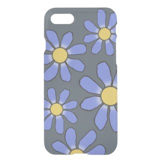 Colorful Happy Drawn Blue Flowers on any Color