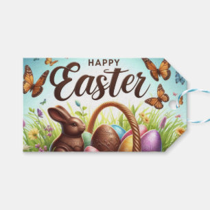 Colorful, Happy Easter basket with eggs Gift Tags