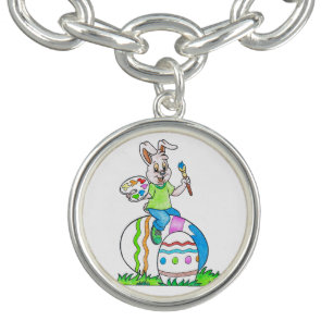 Colorful Happy Easter Bunny Kids Drawing Bracelet