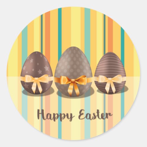 Colorful Happy Easter Choco Easter Eggs Classic Round Sticker