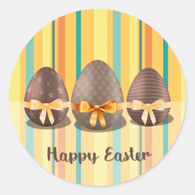 Colorful Happy Easter, Choco Easter Eggs Classic Round Sticker (Front)