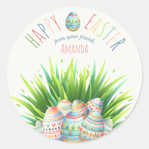Colorful Happy Easter Classic Round Sticker
