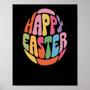 Colorful Happy Easter Egg - Funky Font Sticker Poster