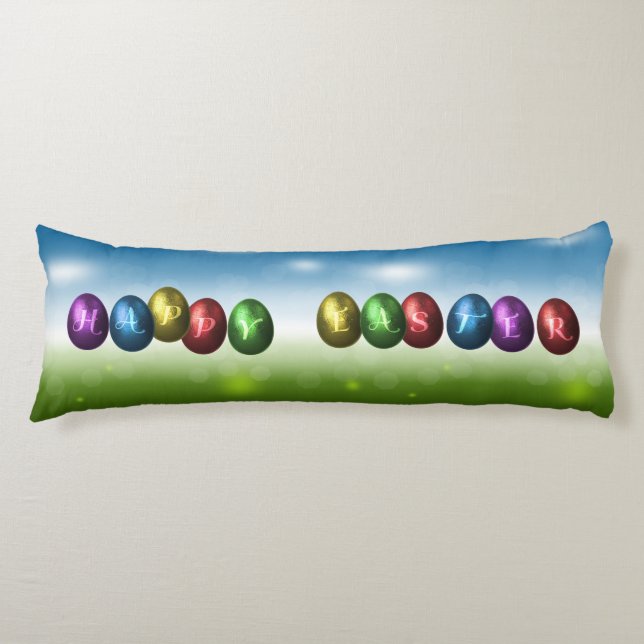 Colorful Happy Easter Eggs Body Pillow (Front)