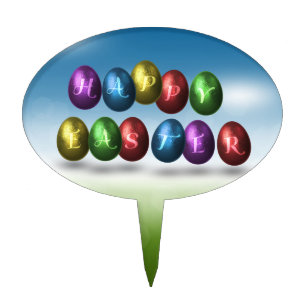 Colorful Happy Easter Eggs Cake Topper