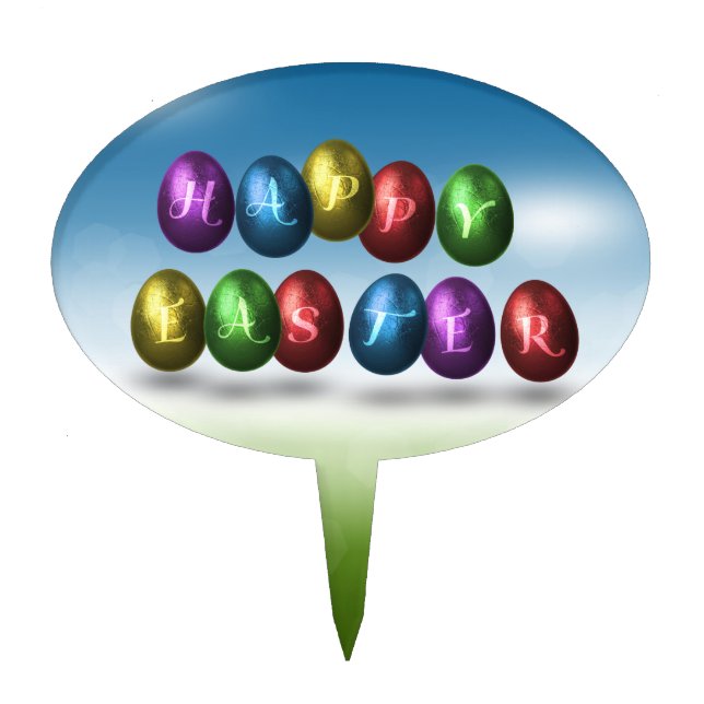 Colorful Happy Easter Eggs Cake Topper (Front)