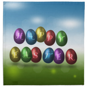 Colorful Happy Easter Eggs Cloth Napkin
