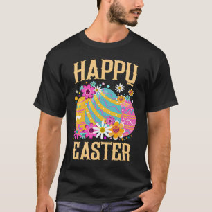 Colorful Happy Easter Eggs & Cute Daisies For Egg T-Shirt