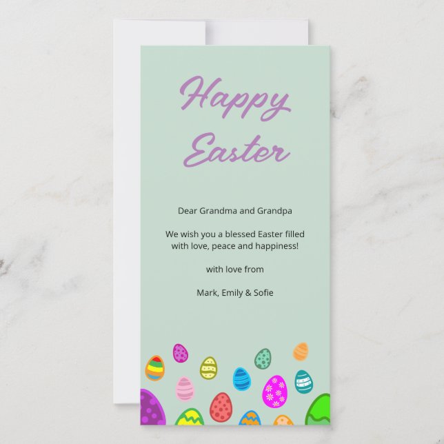 Colorful Happy Easter Eggs Holiday Card (Front)