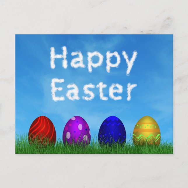 Colorful Happy Easter Eggs Holiday Postcard (Front)
