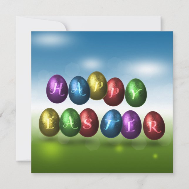 Colorful Happy Easter Eggs Invitation (Front)