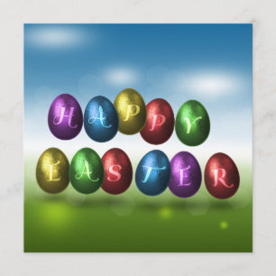 Colorful Happy Easter Eggs Invitation