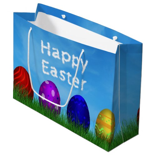 Colorful Happy Easter Eggs Large Gift Bag