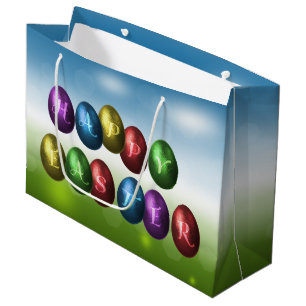 Colorful Happy Easter Eggs Large Gift Bag