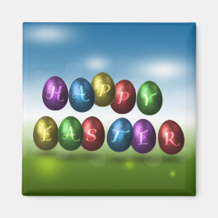 Colorful Happy Easter Eggs Magnet