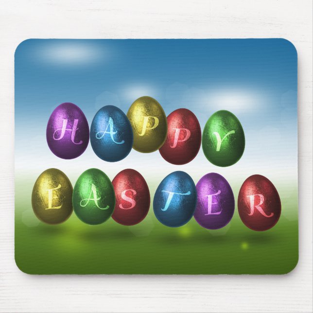 Colorful Happy Easter Eggs Mouse Pad (Front)