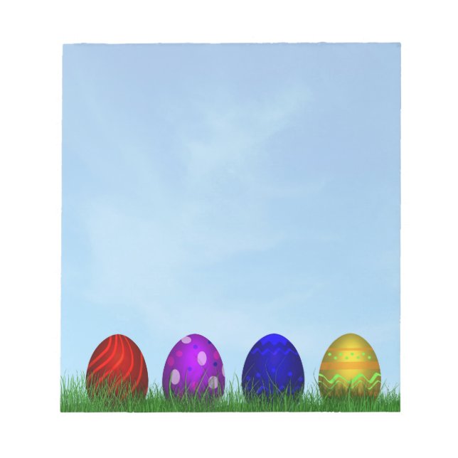 Colorful Happy Easter Eggs Notepad (Front)