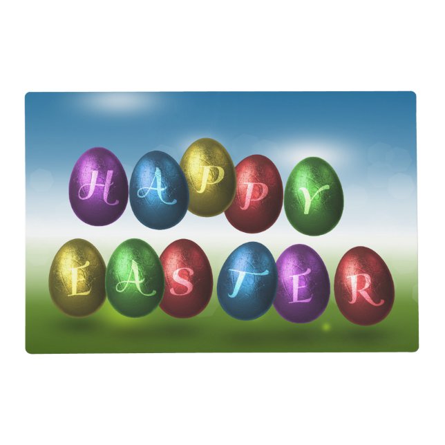 Colorful Happy Easter Eggs Placemat (Front)