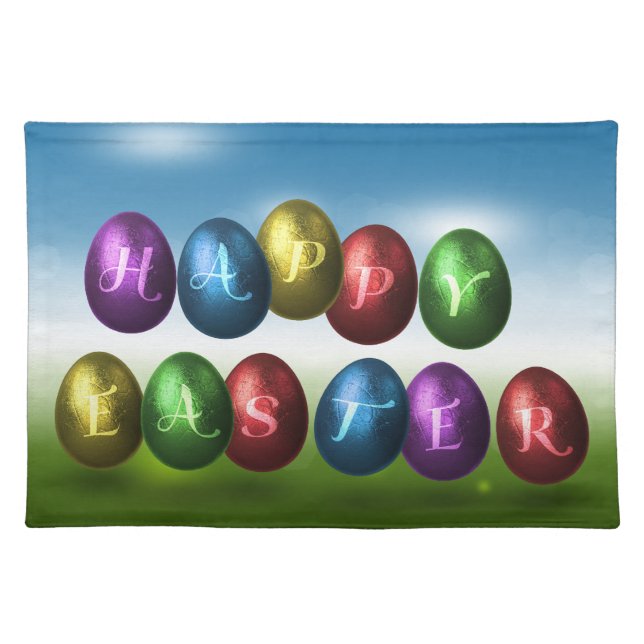 Colorful Happy Easter Eggs Placemat (Front)
