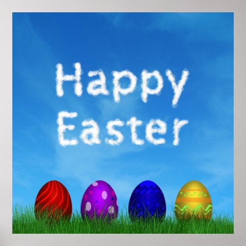 Colorful Happy Easter Eggs Poster