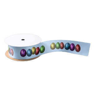 Colorful Happy Easter Eggs Satin Ribbon