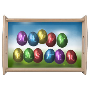 Colorful Happy Easter Eggs Serving Tray