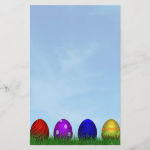 Colorful Happy Easter Eggs Stationery