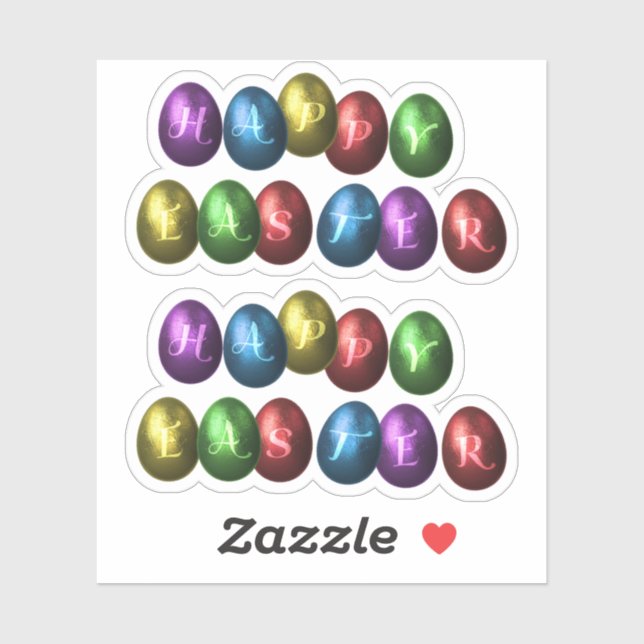 Colorful Happy Easter Eggs Sticker (Sheet)