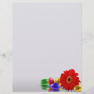 Colorful Happy Easter Eggs with Gerbera