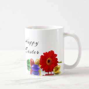 Colorful Happy Easter Eggs with Gerbera Coffee Mug