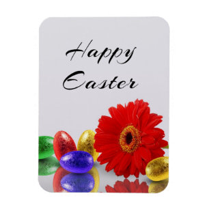 Colorful Happy Easter Eggs with Gerbera Magnet