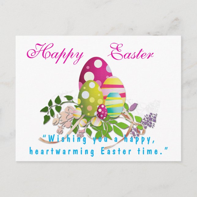Colorful Happy Easter Greeting  Postcard (Front)