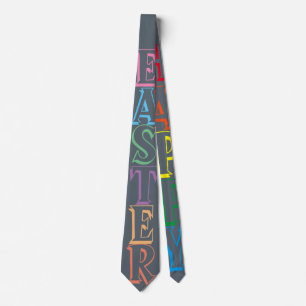 Colorful Happy Easter Greeting Text Tie