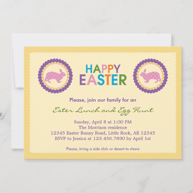 Colorful Happy Easter Invitation (Front)
