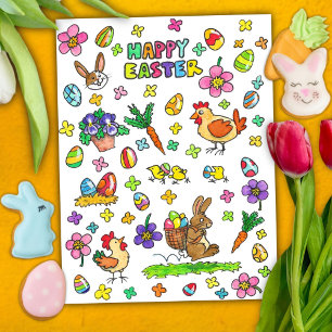 Colorful Happy Easter  Postcard