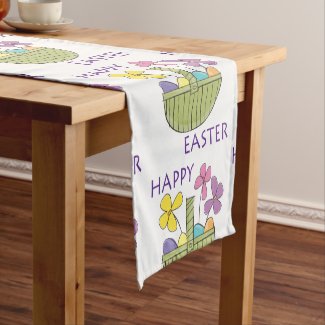 Colorful Happy Easter Short Table Runner