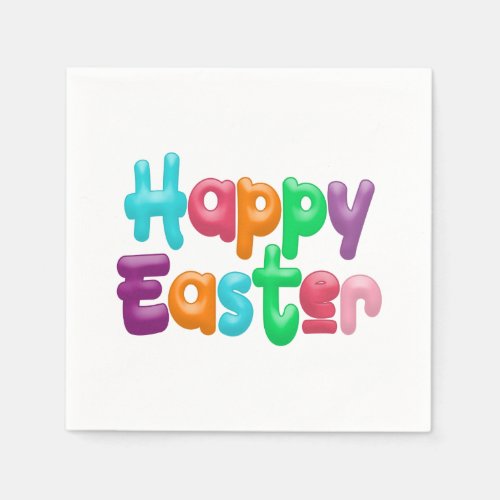 Colorful Happy Easter Typography  Paper Napkin