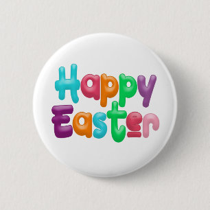 Colorful Happy Easter Typography   Pin Button