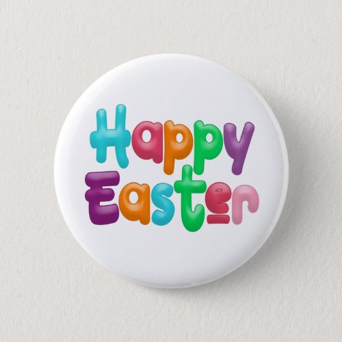 Colorful Happy Easter Typography  Pin Button