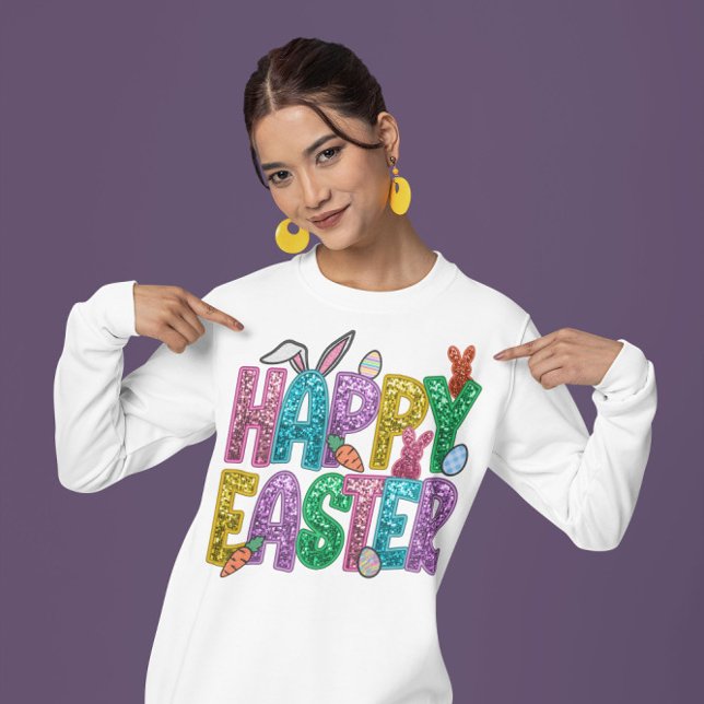 Colorful Happy Easter Typography  Sweatshirt (Creator Uploaded)