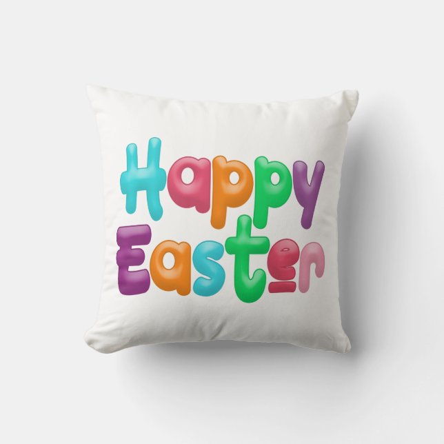Colorful Happy Easter Typography | Throw Pillow (Front)
